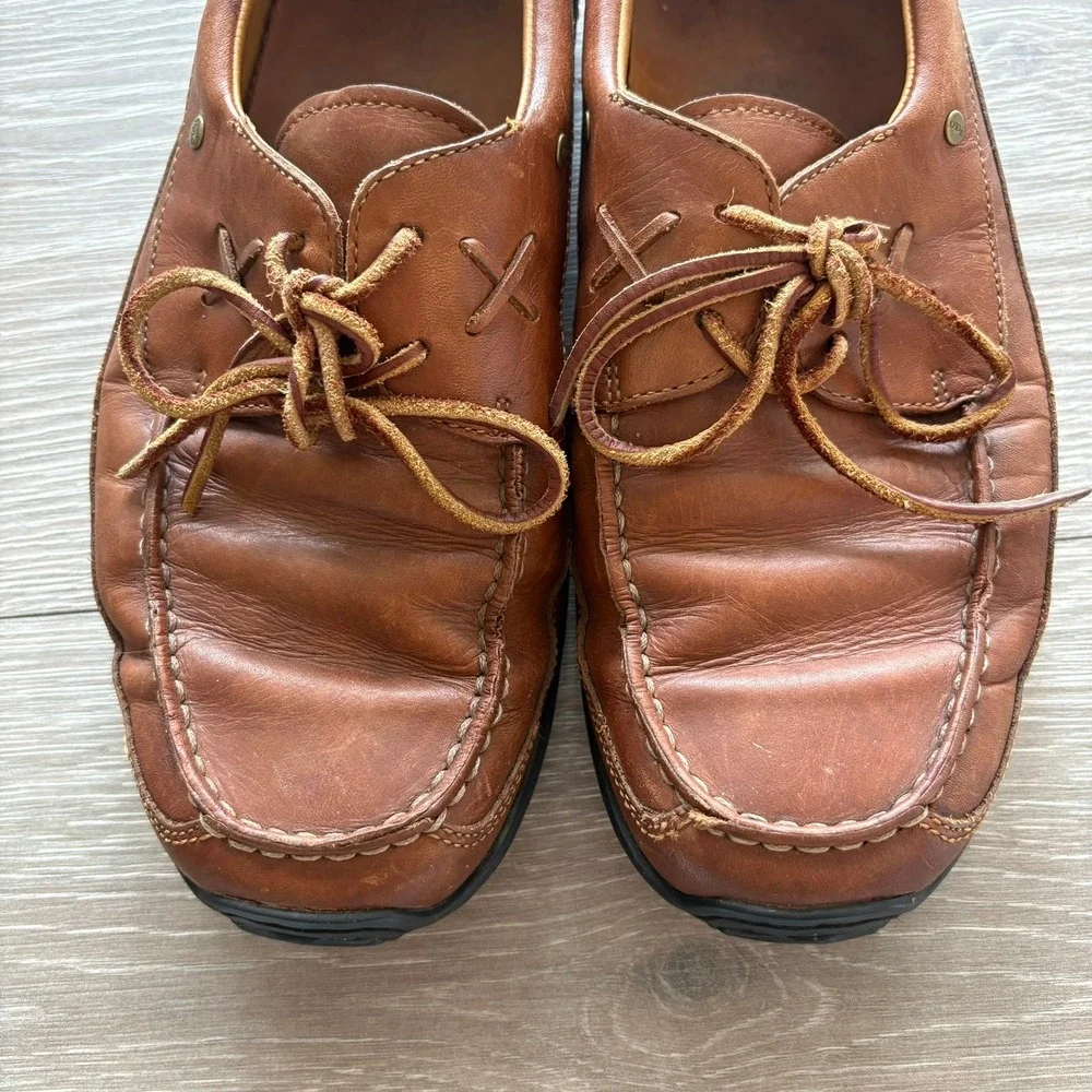 Polo Ralph Lauren Mens Tan Leather Boat Shoes Moc Toe Loafers AAM19420 9.5 D